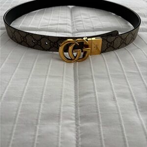 Gucci GG Supreme Belt with Gold Buckle